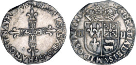 LOUIS XIII le Juste (1610-1643)
1/4 d'écu de Béarn
1611 - TTB 45 (TTB++)
légère rayure


DR 55, D 1338, GR 30, KM# 49
 - ARGENT - 9,43g
 -----...