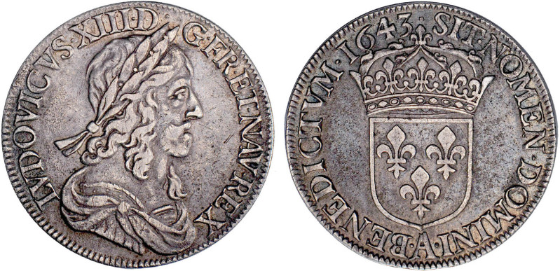 LOUIS XIII le Juste (1610-1643)
1/2 écu blanc, deuxième poinçon de Warin
1643 ...