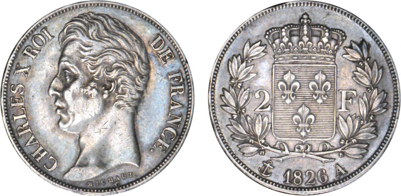 2 FRANCS
2 F, Charles X
1826 A - SUP 50 (SUP-)
léger nettoyage ancien


G ...