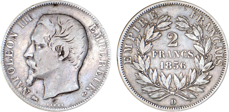 2 FRANCS
2 FRANCS Napoléon III, tête nue
1856 D - TTB 35 (TTB)
Très Rare !!
...
