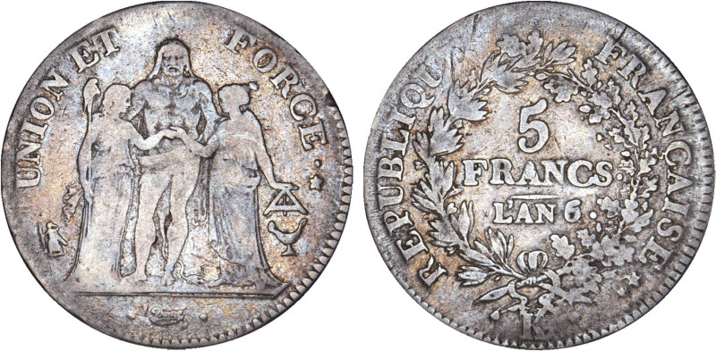 5 FRANCS
5 FRANCS type Union et Force (Directoire), variété "union" serré, gran...