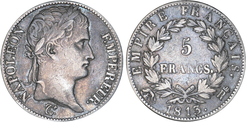 5 FRANCS
5 FRANCS au revers Empire Français
1813 Ro. - TTB 35 (TTB)
Très Rare...