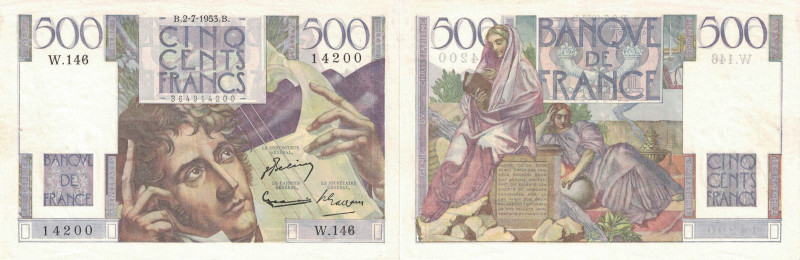 BANQUE DE FRANCE - XXe SIÈCLE
500 FRANCS (CHATEAUBRIAND)
1953 - TTB 45 (TTB++)...