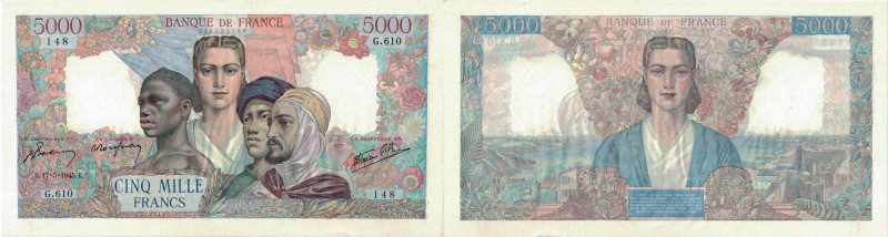 BANQUE DE FRANCE - XXe SIÈCLE
5.000 FRANCS (EMPIRE FRANÇAIS)
1945 - SUP 60 (SU...