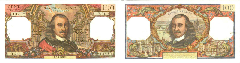 BANQUE DE FRANCE - XXe SIÈCLE
100 FRANCS (CORNEILLE)
1964 - SUP 53 (SUP-)
3-9...