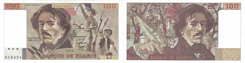 BANQUE DE FRANCE - XXe SIÈCLE
100 FRANCS (DELACROIX)
1978 - SPL 62 (SPL)
A.1,...