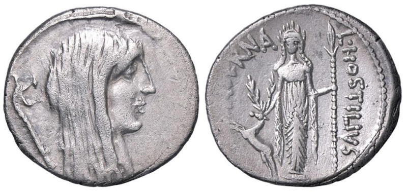 ROMANE REPUBBLICANE - HOSTILIA - L. Hostilius Saserna (48 a.C.) - Denario B. 4; ...