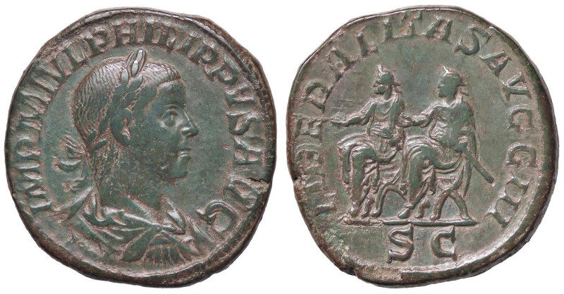 ROMANE IMPERIALI - Filippo II (247-249) - Sesterzio C. 18 (10 Fr.); RIC 267a (AE...