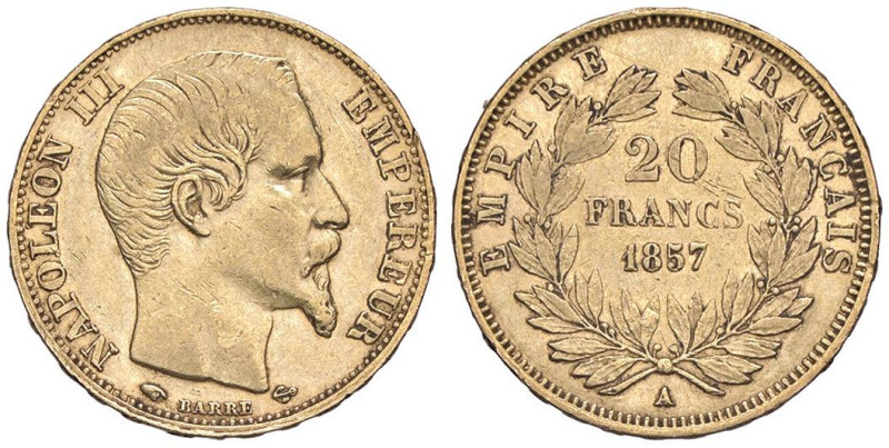 ESTERE - FRANCIA - Napoleone III (1852-1870) - 20 Franchi 1857 A - Testa nuda Kr...