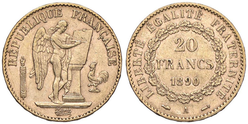 ESTERE - FRANCIA - Terza Repubblica (1870-1940) - 20 Franchi 1890 Kr. 825 (AU g....