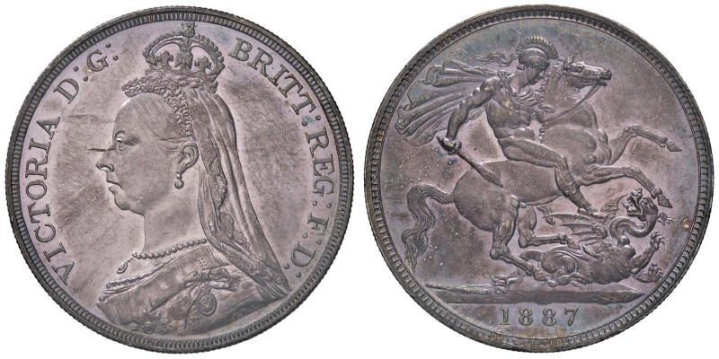 ESTERE - GRAN BRETAGNA - Vittoria (1837-1901) - Corona 1887 Kr. 765 AG Colpetto ...