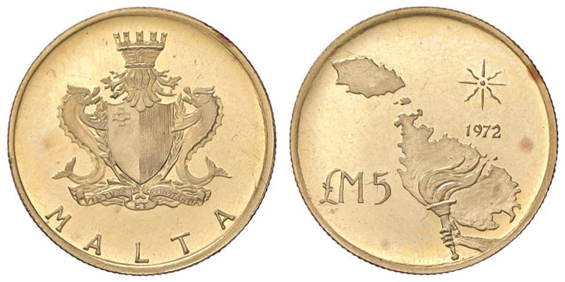 ESTERE - MALTA - Repubblica - 5 Liri 1972 Kr. 15 (AU g. 3)
qFDC