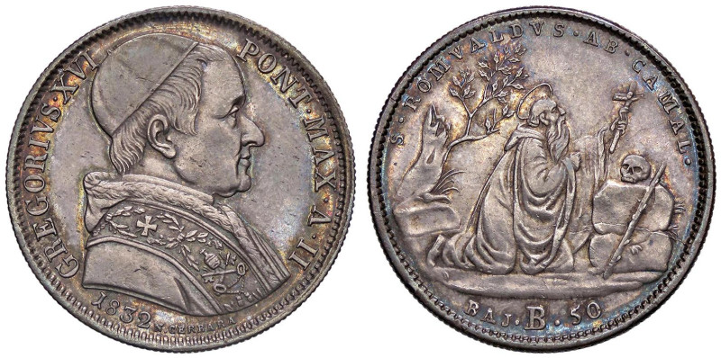 ZECCHE ITALIANE - BOLOGNA - Gregorio XVI (1831-1846) - 50 Baiocchi 1832 A. II Pa...