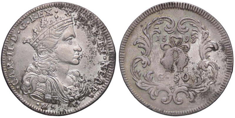 ZECCHE ITALIANE - NAPOLI - Carlo II, secondo periodo (1675-1700) - Mezzo ducato ...