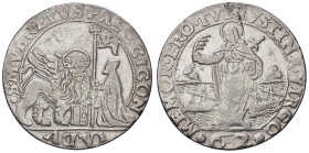 ZECCHE ITALIANE - VENEZIA - Pasquale Cicogna (1585-1595) - Mezzo ducato con Santa Giustina Pao. 15 RRR (AG g. 13) Appiccagnolo rimosso
meglio di MB