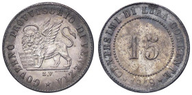 ZECCHE ITALIANE - VENEZIA - Governo Provvisorio (1848-1849) - 15 Centesimi 1848 Pag. 183; Mont. 93 MI
qFDC