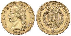 SAVOIA - Vittorio Emanuele I (1802-1821) - 20 Lire 1816 Pag. 4; Mont. 17 RR (AU g. 6,44) Colpetto
BB+