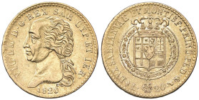 SAVOIA - Vittorio Emanuele I (1802-1821) - 20 Lire 1820 Pag. 8; Mont. 21 R (AU g. 6,43)
BB+