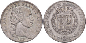 SAVOIA - Vittorio Emanuele I (1802-1821) - 5 Lire 1820 Pag. 14; Mont. 28 R AG
BB