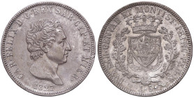 SAVOIA - Carlo Felice (1821-1831) - 5 Lire 1827 T Pag. 73; Mont. 63 AG Patina non uniforme
qSPL/SPL