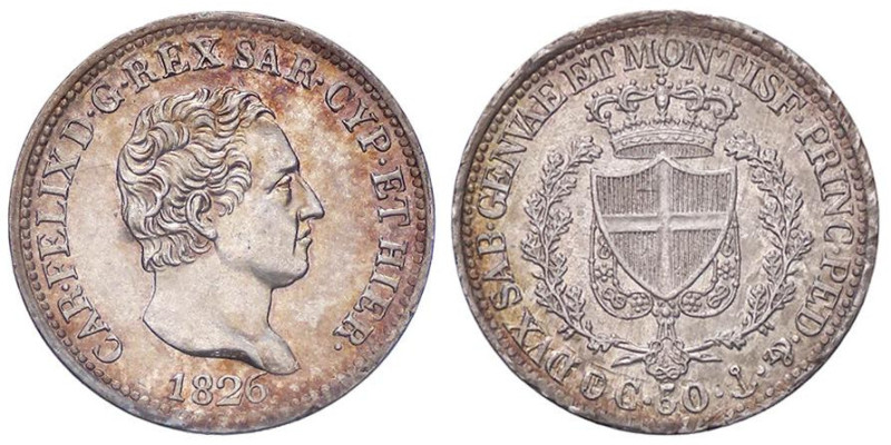 SAVOIA - Carlo Felice (1821-1831) - 50 Centesimi 1826 G Pag. 112; Mont. 112 RR A...