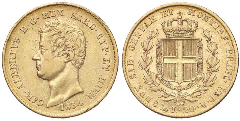 SAVOIA - Carlo Alberto (1831-1849) - 20 Lire 1834 G Pag. 179; Mont. 50 (AU g. 6,...