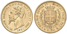 SAVOIA - Vittorio Emanuele II (1849-1861) - 20 Lire 1850 G Pag. 337; Mont. 2 (AU g. 6,43) Graffio al D/
qBB/BB