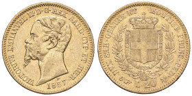 SAVOIA - Vittorio Emanuele II (1849-1861) - 20 Lire 1857 T Pag. 351; Mont. 17 (AU g. 6,43)
bel BB