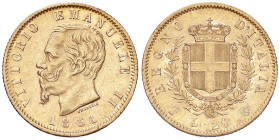 SAVOIA - Vittorio Emanuele II Re d'Italia (1861-1878) - 20 Lire 1861 T Pag. 455; Mont. 131 R (AU g. 6,43)
BB+