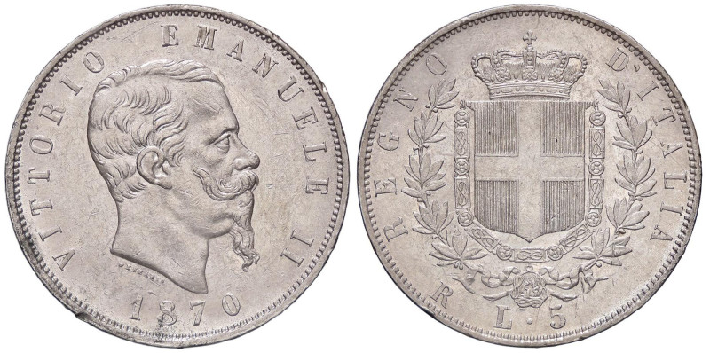 SAVOIA - Vittorio Emanuele II Re d'Italia (1861-1878) - 5 Lire 1870 R Pag. 491; ...