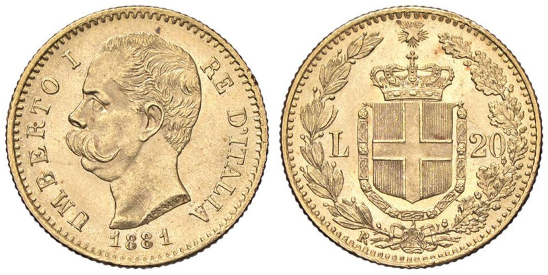 SAVOIA - Umberto I (1878-1900) - 20 Lire 1881 Pag. 577; Mont. 14 (AU g. 6,46)
q...