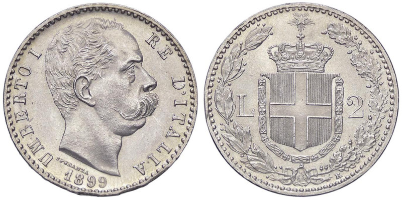 SAVOIA - Umberto I (1878-1900) - 2 Lire 1899 Pag. 600; Mont. 45 AG Colpetto
qFD...