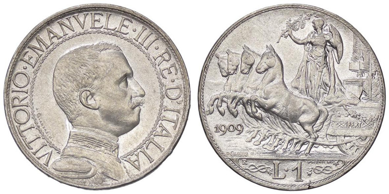 SAVOIA - Vittorio Emanuele III (1900-1943) - Lira 1909 Quadriga lenta Pag. 769; ...