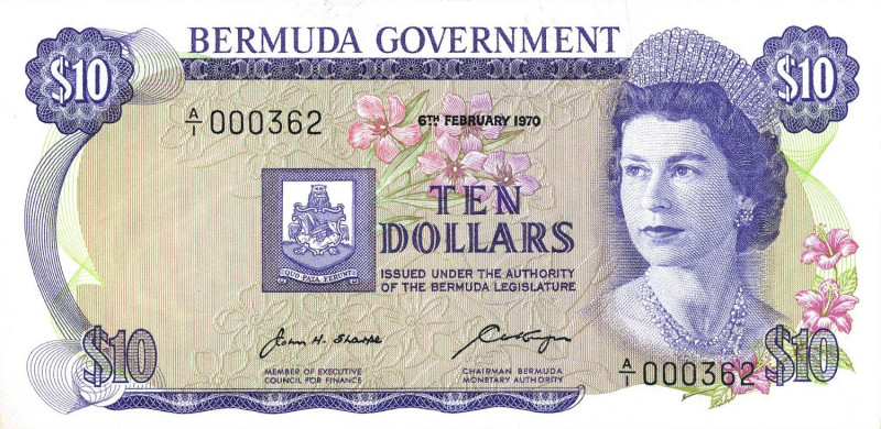 CARTAMONETA ESTERA - BERMUDA - Elisabetta II (1952-2022) - 10 Dollari 06/02/1970...