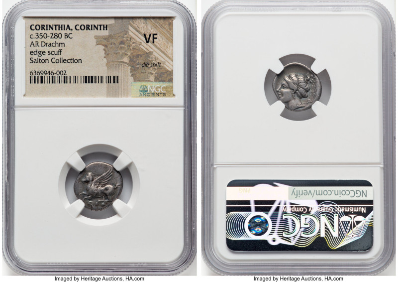 CORINTHIA. Corinth. Ca. 350-280 BC. AR drachm (15mm, 6h). NGC VF, die shift, edg...