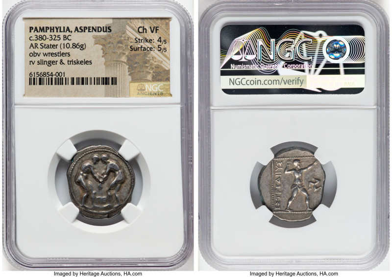 PAMPHYLIA. Aspendus. Ca. 380-225 BC. AR stater (23mm, 10.86 gm, 12h). NGC Choice...