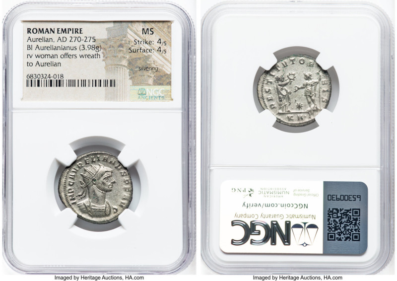 Aurelian (AD 270-275). BI antoninianus (22mm, 3.98 gm, 6h). NGC MS 4/5 - 4/5, Si...