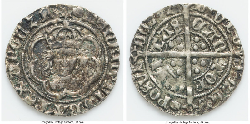 Henry VII (1485-1509) 1/2 Groat ND (1493-1499) XF, Canterbury mint, Tun mintmark...