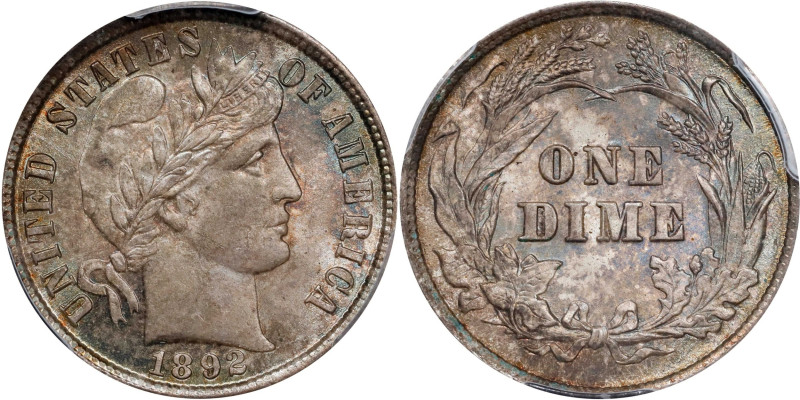 1892 Barber Dime. MS-65+ (PCGS).
PCGS# 4796. NGC ID: 23DK.

Estimate: $550