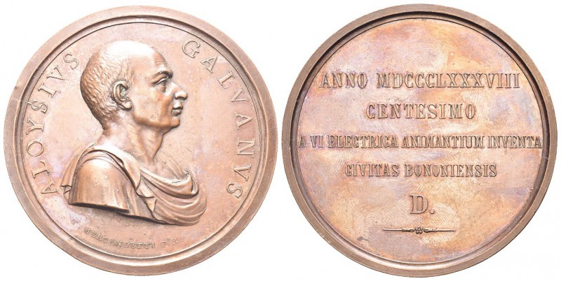 BOLOGNA. Luigi Galvani (fisico), 1737-1798. Medaglia 1888 opus T. Mercandetti. Æ...