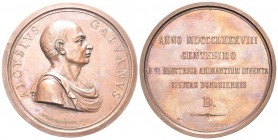 BOLOGNA. Luigi Galvani (fisico), 1737-1798. Medaglia 1888 opus T. Mercandetti. Æ, gr. 131,97 mm 67,3. Dr. ALOYSIVS - GALVANVS. Busto drappeggiato a d....