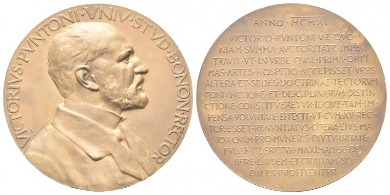 BOLOGNA. Vittorio Puntoni (rettore), 1859-1926. Medaglia 1921 opus E. Romagnoli ...