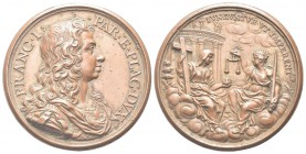 pARMA. Francesco I Farnese (Duca di Parma e Piacenza), 1678-1727 Medaglia 1696 opus G. Hamerani., gr. 64,51 mm 51,7. Dr. FRANC I - PAR E PLAC DVX. Bus...