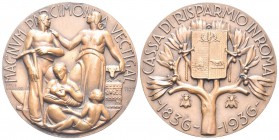 ROMA. Durante Vittorio Emanuele III, 1900-1943. Medaglia 1936 opus P. Morbiducci. Æ, gr. 107,19 mm 60,5. Dr. MAGNVM PA - RCIMON - IA VECTIGAL. Figure ...
