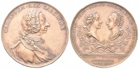 TORINO. Carlo Emanuele III, 1730-1773. Medaglia 1771 opus L. Lavy. Æ, gr. 57,83 mm 49,4. Dr. CAROLVS EM REX SARDINIAE. Busto a d. con parrucca, in arm...