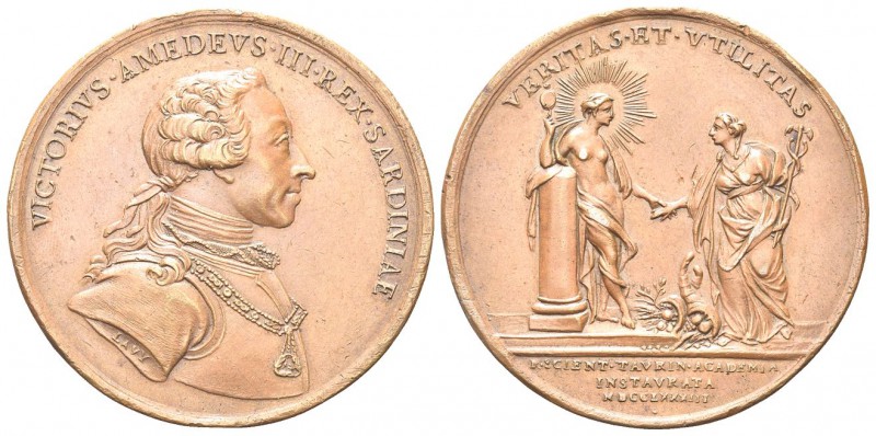 TORINO. Vittorio Amedeo III, 1773-1796. Medaglia per la fondazione dell’Accademi...