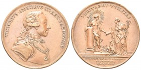 TORINO. Vittorio Amedeo III, 1773-1796. Medaglia per la fondazione dell’Accademia delle Scienze, 1783 opus A. Lavy. Æ, gr. 67,15 mm 49. Dr. VICTORIVS ...