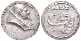 ROMA. Damaso II, 1048-1048. Medaglia di restituzione. Æ, gr. 28,53 mm 39. Dr. DAMASVS II GERM P M. Busto a d. Rv. FELIX. Cittadella fortificata; sotto...