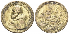 ROMA. Pio V (Antonio Michele Ghislieri), 1566-1572. Medaglia 1571 opus Giovanni Federico Bonzagni, detto Parmense. Æ dorato, gr. 12,27 mm 34. Dr. PIVS...