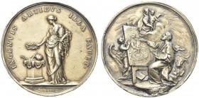 ROMA. Pio VI (Giannangelo Braschi), 1775-1799. Medaglia 1775 opus K. J. Schwendimann. Ag, gr. 55,76 mm 46. Dr. INGENVIS ARTIBVS ILLA FAUET La figura a...